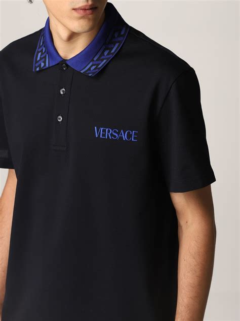 versace polo blauw|Men's Versace Designer Polo Shirts .